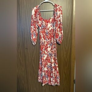 Carly Jean Los Angeles Margaux Red and White Floral Maxi Dress